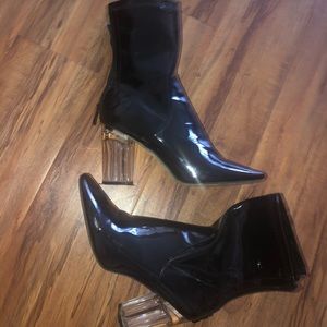 Public Desire Black PVC Heels Size 10
